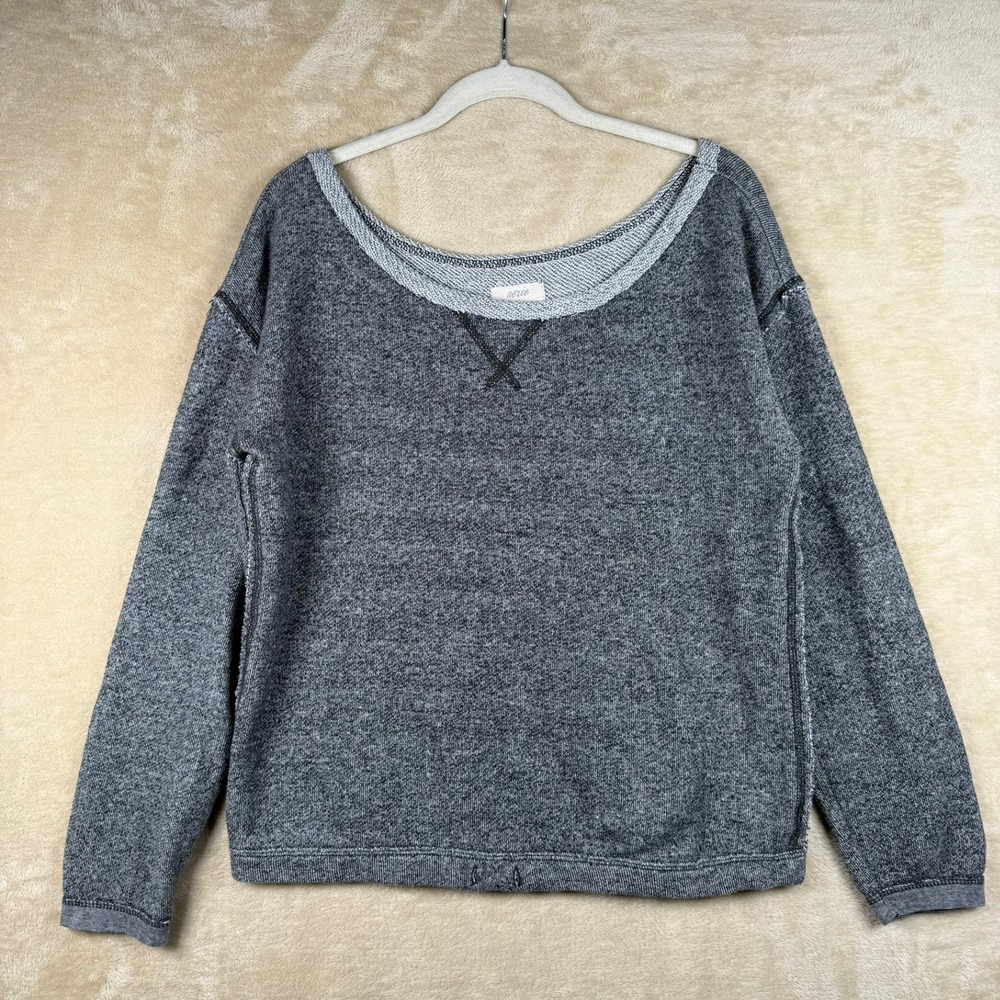 Aerie Charcoal Gray Marl Oversized Scoop‎ Neck Sweatshirt Womens Large L
